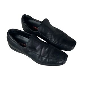 Prada Men’s Linea Rossa Black Leather Square-Toe Slip-On Loafers Size 7.5 US
